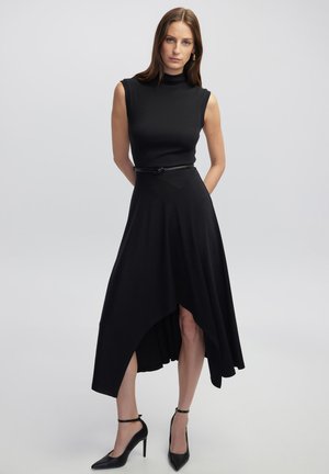 BELTED ASYMMETRICAL - Jurk - black