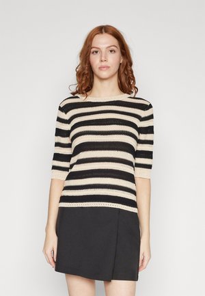 OBJNELLY - Trui - sandshell stripes/black