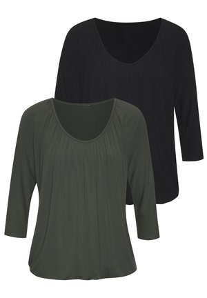 3/4-ARM 2 PACK - Langarmshirt - graugrün, schwarz