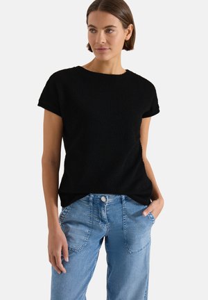 Cecil, T-SHIRT MIT BOATNECK IM AJOUR-LOOK - T-shirt basique - black