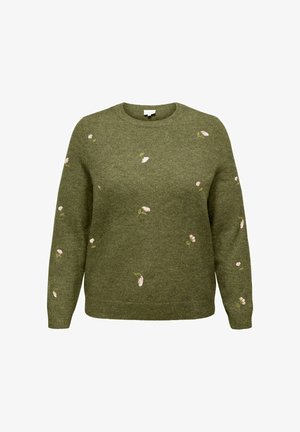 ONLY Carmakoma, KNITTED PULLOVER CARSHINE KNITTED PULLOVER - Striktrøje - burnt olive