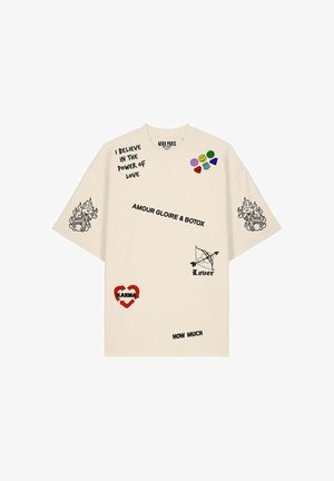 Mira Paris, TATTOO CRUSH OVERSIZED DROPPED SHOULDER TEE 26 UNISEX - Print T-shirt - off-white