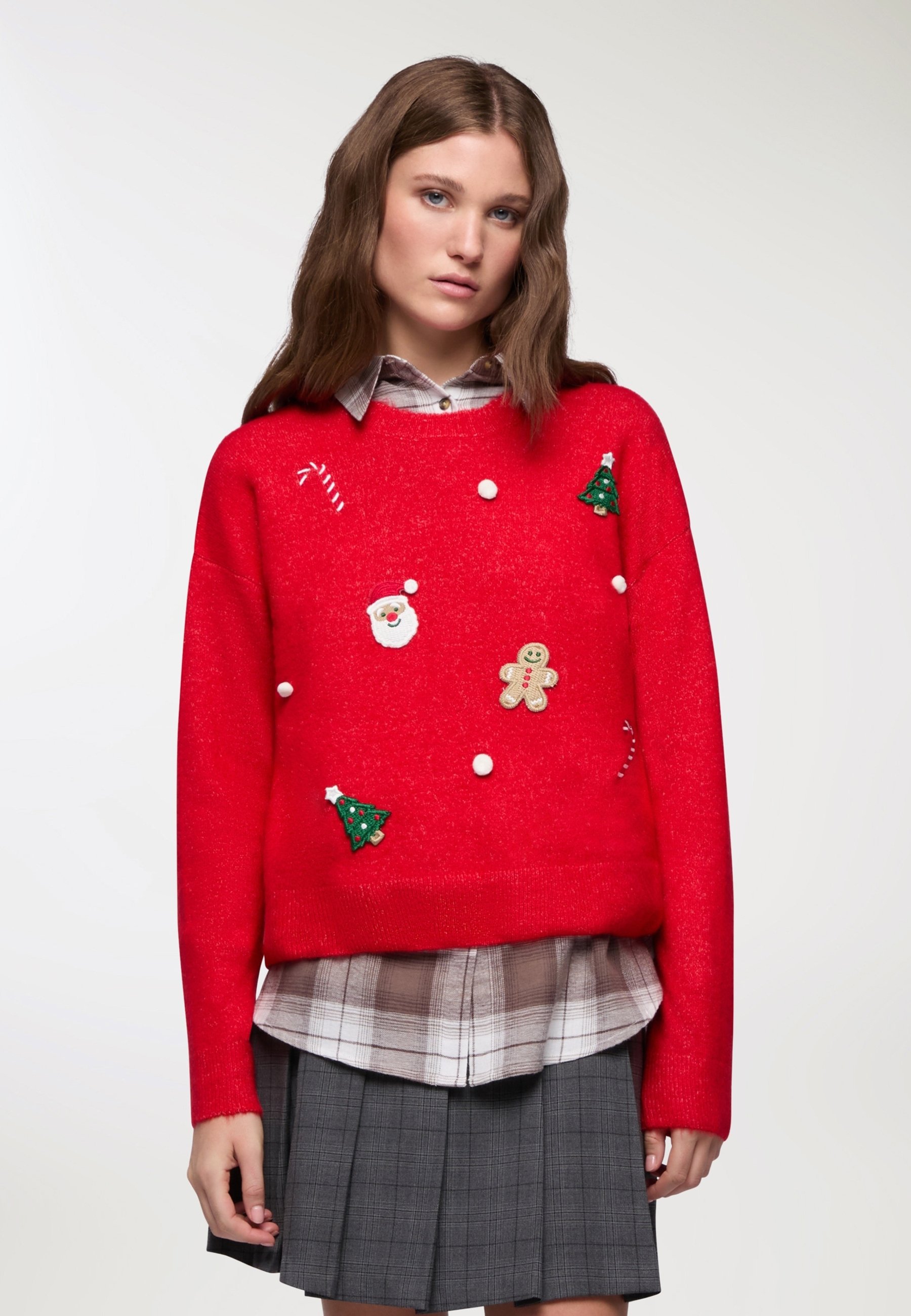 Maglione Natalizio Donna Con Renne E Alberi Di Natale - Lavorato A Maglia Girocollo Invernale, Rosso (Taglia XL) - Perfetto Per Le Feste