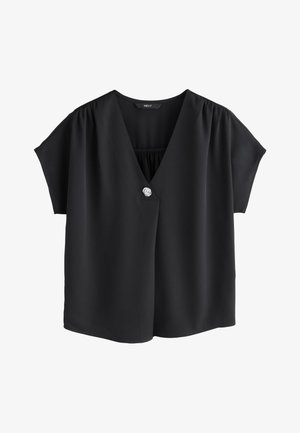 Next, REGULAR FIT - SHORT SLEEVE V-NECK BLOUSE . - Blouse - black