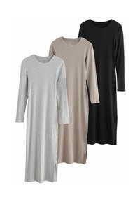 THE SET 3 PACK LONG SLEEVE BODYCON  - Pulóverruha - black grey marl taupe brown