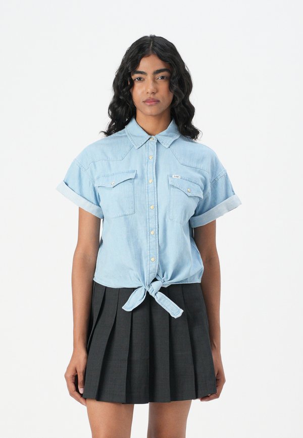 CROP TIED WESTERN SHIRT - Button-down blouse - light mood