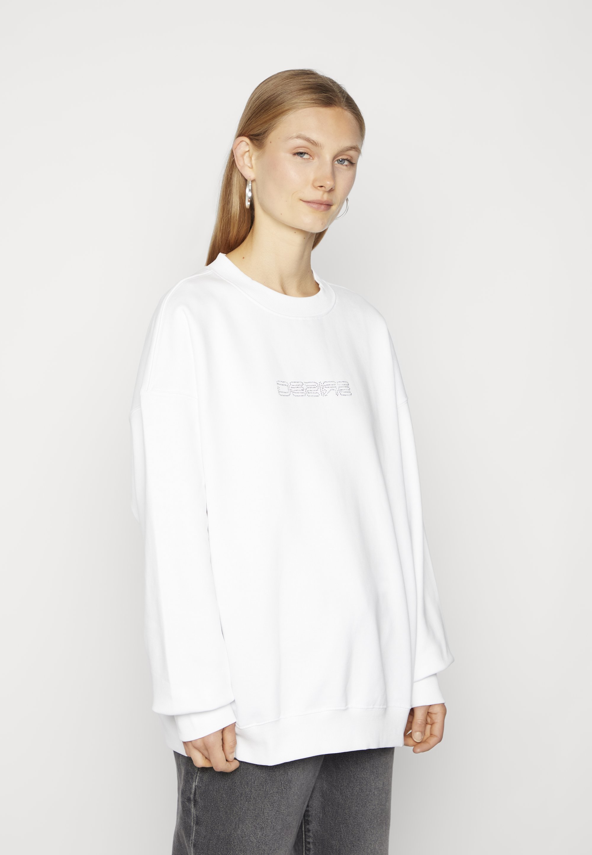 Weekday NOW OVERSIZED RHINESTONE - Sweatshirt - white - Zalando.ie