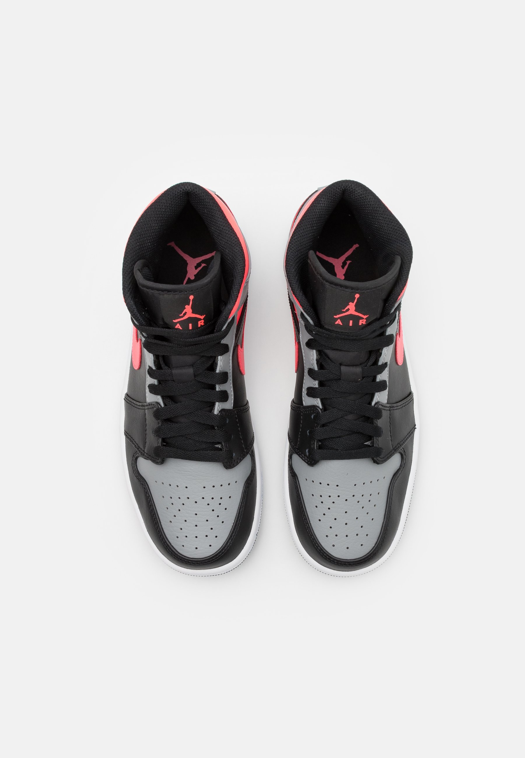 Jordan AIR JORDAN 1 MID - Sneakers alte - black/hot punch/white/particle  grey/grigio - Zalando.it