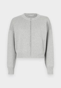 LuxeLoft Zip-Up Crew Cardigan - Kardiganas - grey