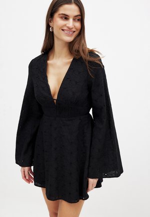 ANGLAISE TRUMPET SLEEVE - Day dress - black