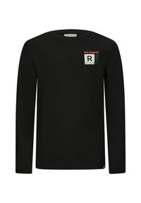 Czarna koszulka z długim rękawem i okrągłym dekoltem z napisem "The Original Retour 1989" oraz logo na górnej lewej części klatki piersiowej.