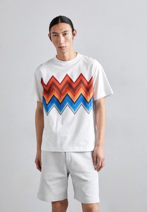 SHORT SLEEVE  - T-shirt imprimé - white/orange
