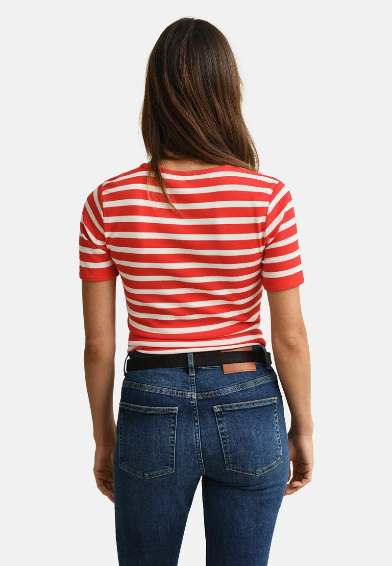 GANT STRIPED - Triko s potiskem - perfect red
