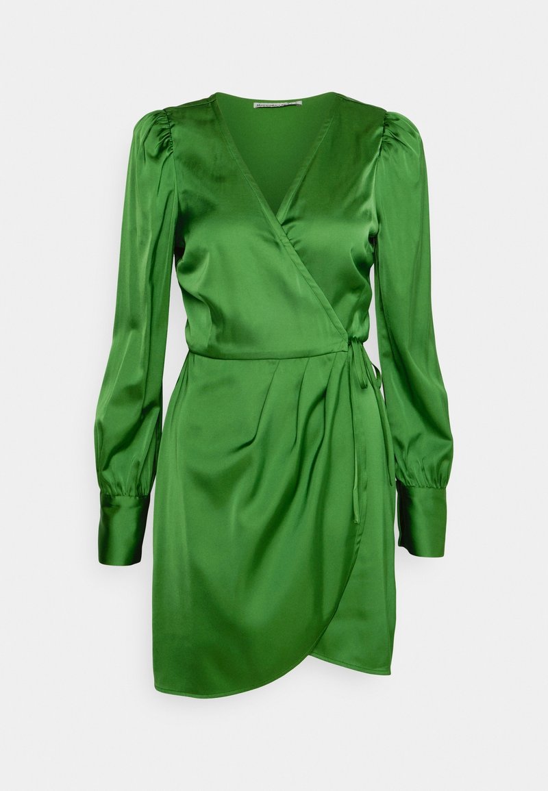 green emerald velvet dress Abercrombie Square Neck Cotton Wrap Mini Slip Dress Green XL main image 1