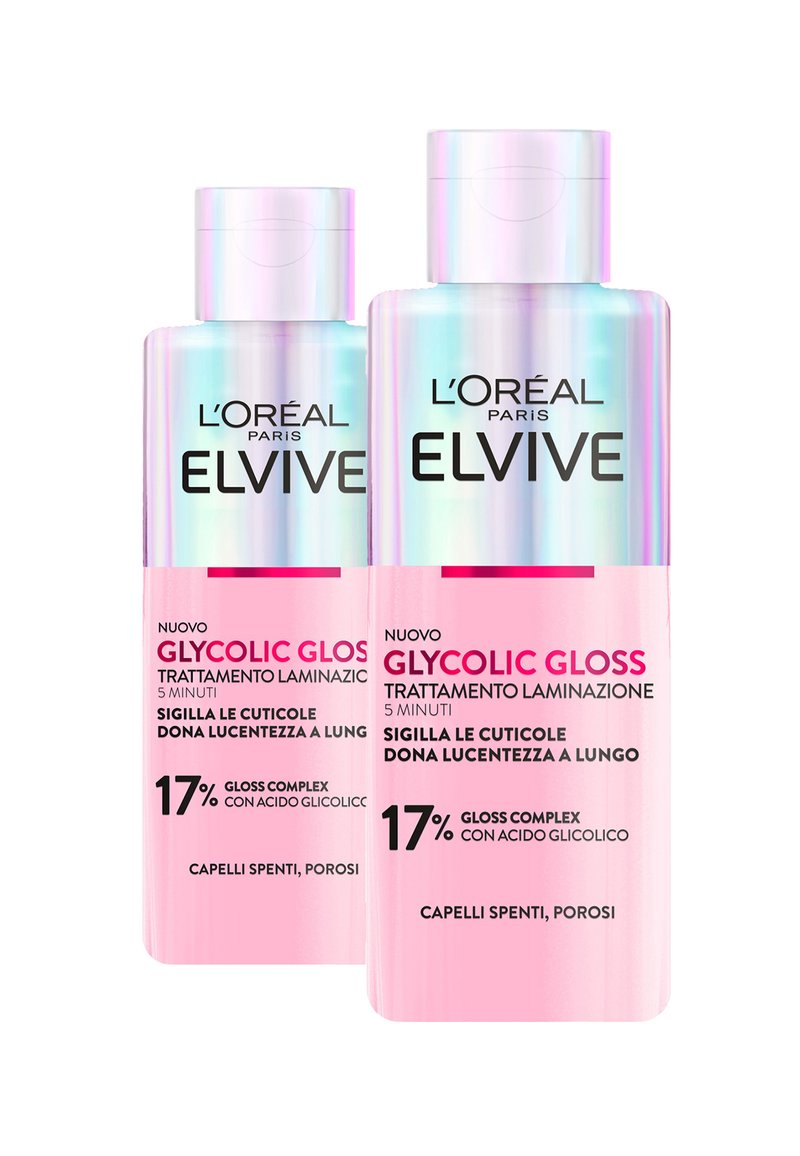 L'Oréal Paris - ELVIVE GLYCOLIC GLOSS TRATTAMENTO LAMINAZIONE 5 MINUTI CON ACIDO GLICOLICO PER CAPELLI SPENTI E POROSI, SIGILLA LE CUTICOLE E DONA LUCENTEZZA A LUNGO, 200 ML - 2 PACK - Trattamenti capelli, Ingrandire