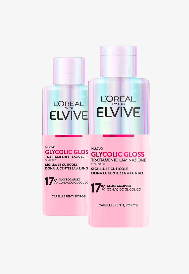 L'Oréal Paris - ELVIVE GLYCOLIC GLOSS TRATTAMENTO LAMINAZIONE 5 MINUTI CON ACIDO GLICOLICO PER CAPELLI SPENTI E POROSI, SIGILLA LE CUTICOLE E DONA LUCENTEZZA A LUNGO, 200 ML - 2 PACK - Siero per capelli, Ingrandire
