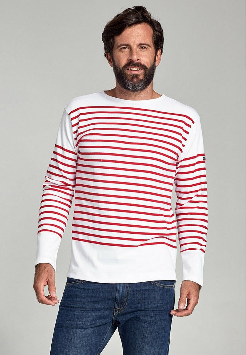 Armor lux AMIRAL MARINIÈRE - Maglietta a manica lunga - blanc/braise