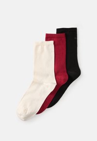 3 PACK - Ponožky - beige/dark red/black