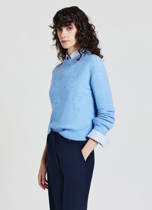 MAGLIA GIROCOLLO A TINTA UNITA - Maglione - celeste melange