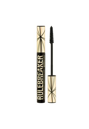 Tubetto di mascara nero e oro con un design geometrico sorprendente. Include un applicatore di mascara nero. Scritta audace sulla confezione.