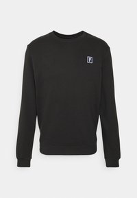 Schwarzer Sweatshirt aus Baumwolle mit langen Ärmeln, Rundhalsausschnitt und gerippten Bündchen. Verfügt über ein kleines gesticktes Logo auf der Brust.