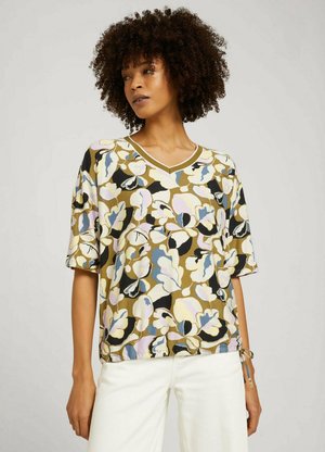 GEMUSTERTES - T-shirt con stampa - olive colorful floral design