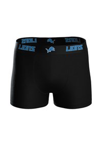 Boxerki wykonane z czarnej bawełny o gładkiej fakturze. Posiadają pasek w talii z napisem "LIONS" w kolorze niebieskim oraz logo w postaci emblematu lwa.