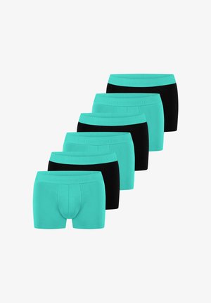 Satz aus sechs Herren-Boxershorts in Türkis und Schwarz, mit elastischem Bund mit Markenlogo und einer passgenauen Form.