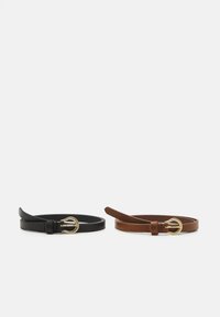 LEATHER 2 PACK - Bälte - black/cognac