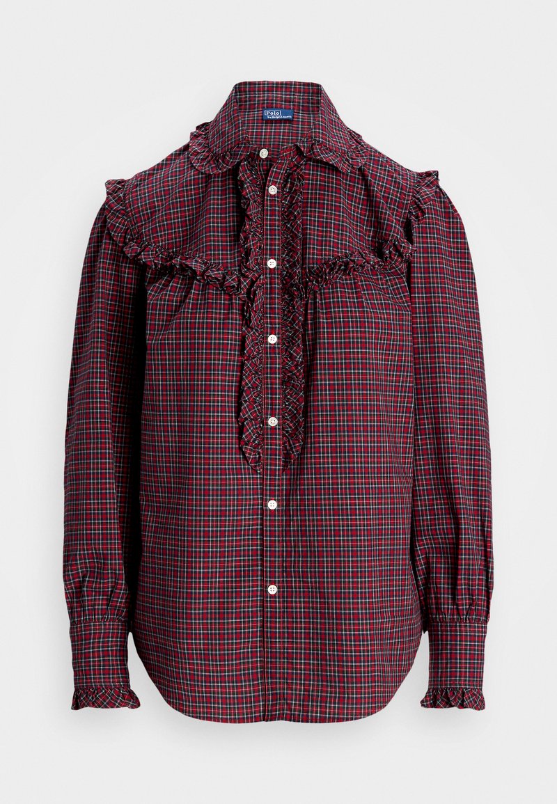 Polo Ralph Lauren RUFFLE-TRIM PLAID COTTON SHIRT - Hemdbluse - red/black