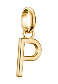 Goldene Anhänger in Form des Buchstabens "P" mit einer großen ovalen Öse zum Befestigen an einer Kette oder einem Armband.