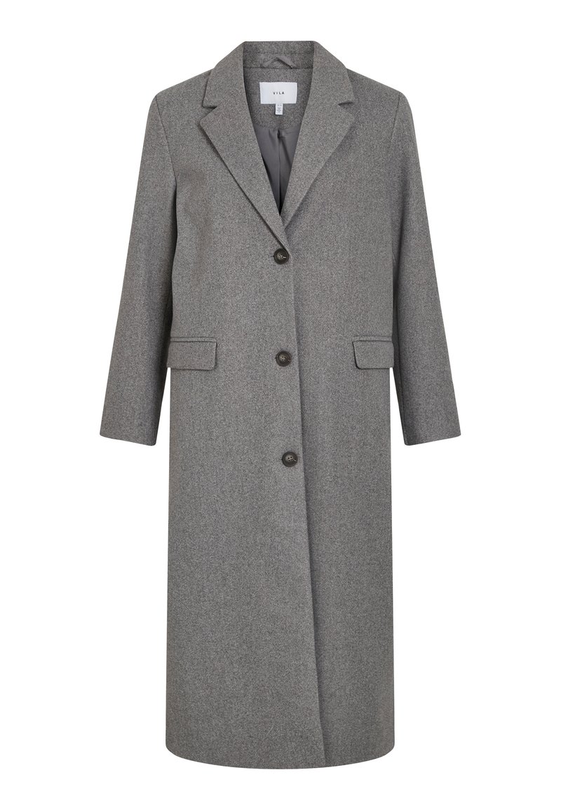 VILA VISOLO Buttoned - Abrigo clásico - medium grey melange/gris ...