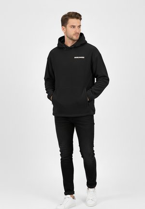 MIT PRINT GUMMIZUG - Kapuzenpullover - schwarz