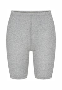Grijze katoenmix fietsenbroek met een slim fit ontwerp, elastische tailleband en een gladde textuur. Geen zichtbare patronen of hardware.