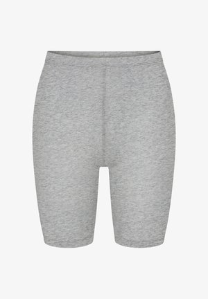 Grijze katoenmix fietsenbroek met een slim fit ontwerp, elastische tailleband en een gladde textuur. Geen zichtbare patronen of hardware.