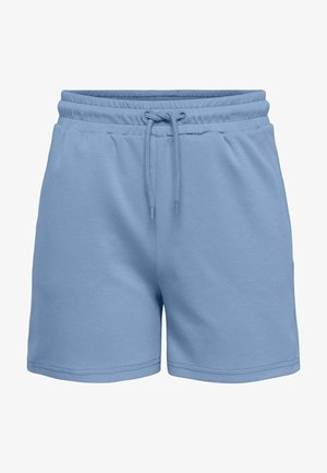 Ljusblå shorts i bomullsblandning, med elastisk midja och snörning, med en mjuk textur och utan mönster.