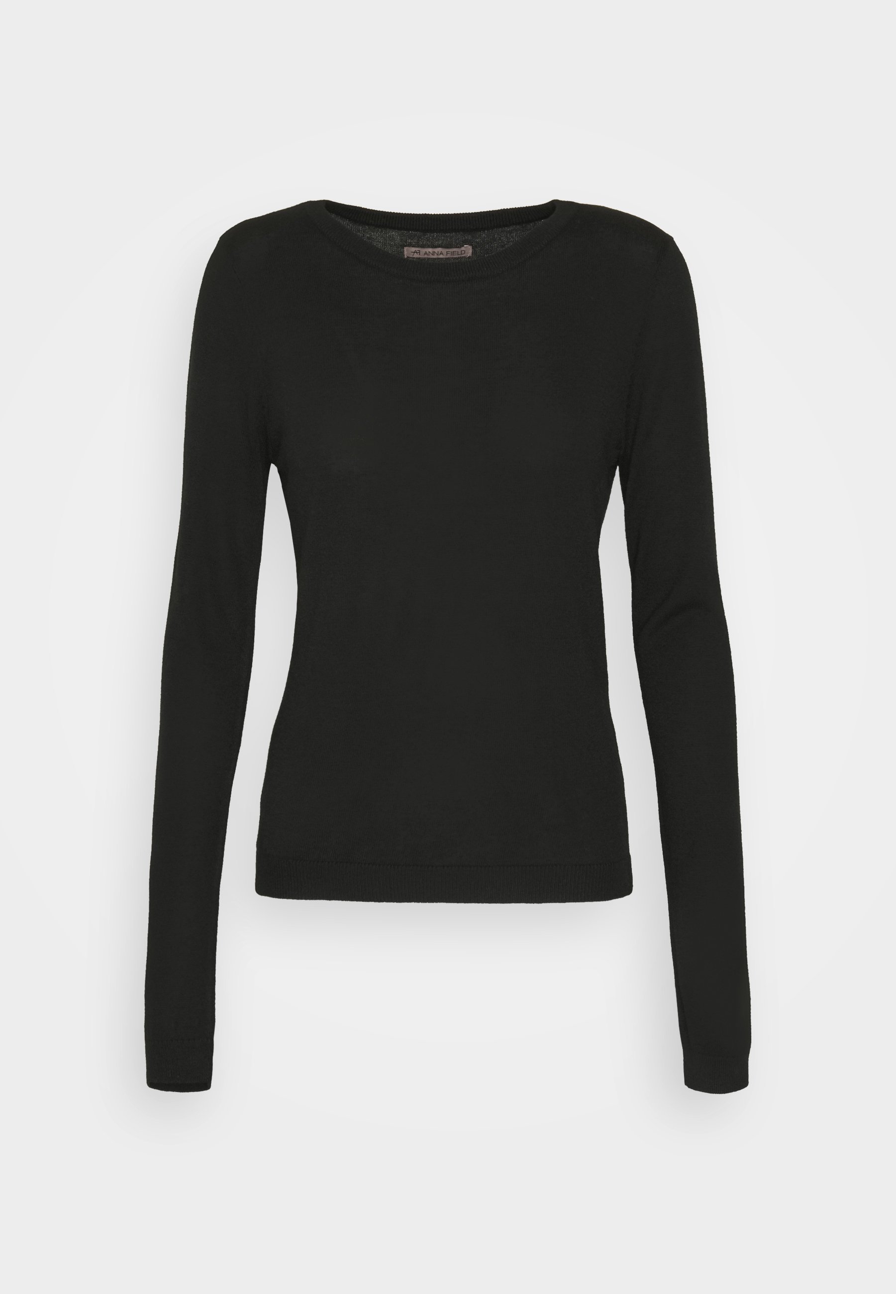 Anna Field BASIC SOFT CREW NECK JUMPER Trui blackZwart Anna Field BASIC rib 34 sleeve jumper Trui blackZwart