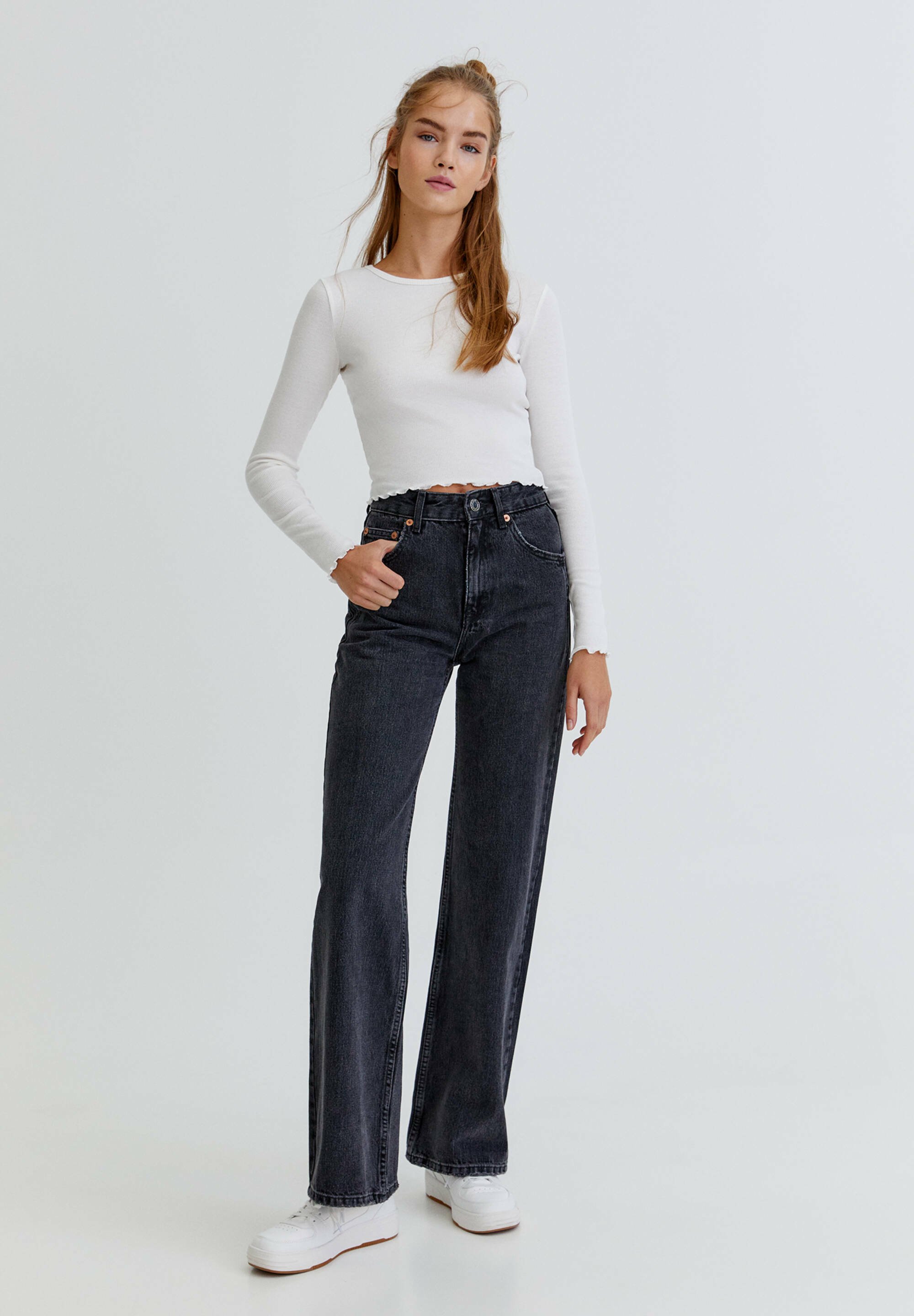 PULL\u0026BEAR Jeans a zampa - mottled black/nero-screziato - Zalando.it