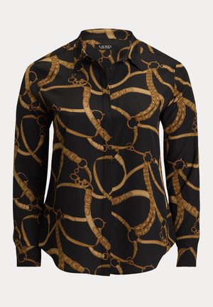 Lauren Ralph Lauren Woman CLASSIC FIT BELTING-PRINT CREPE SHIRT - Overhemdblouse - black/beige