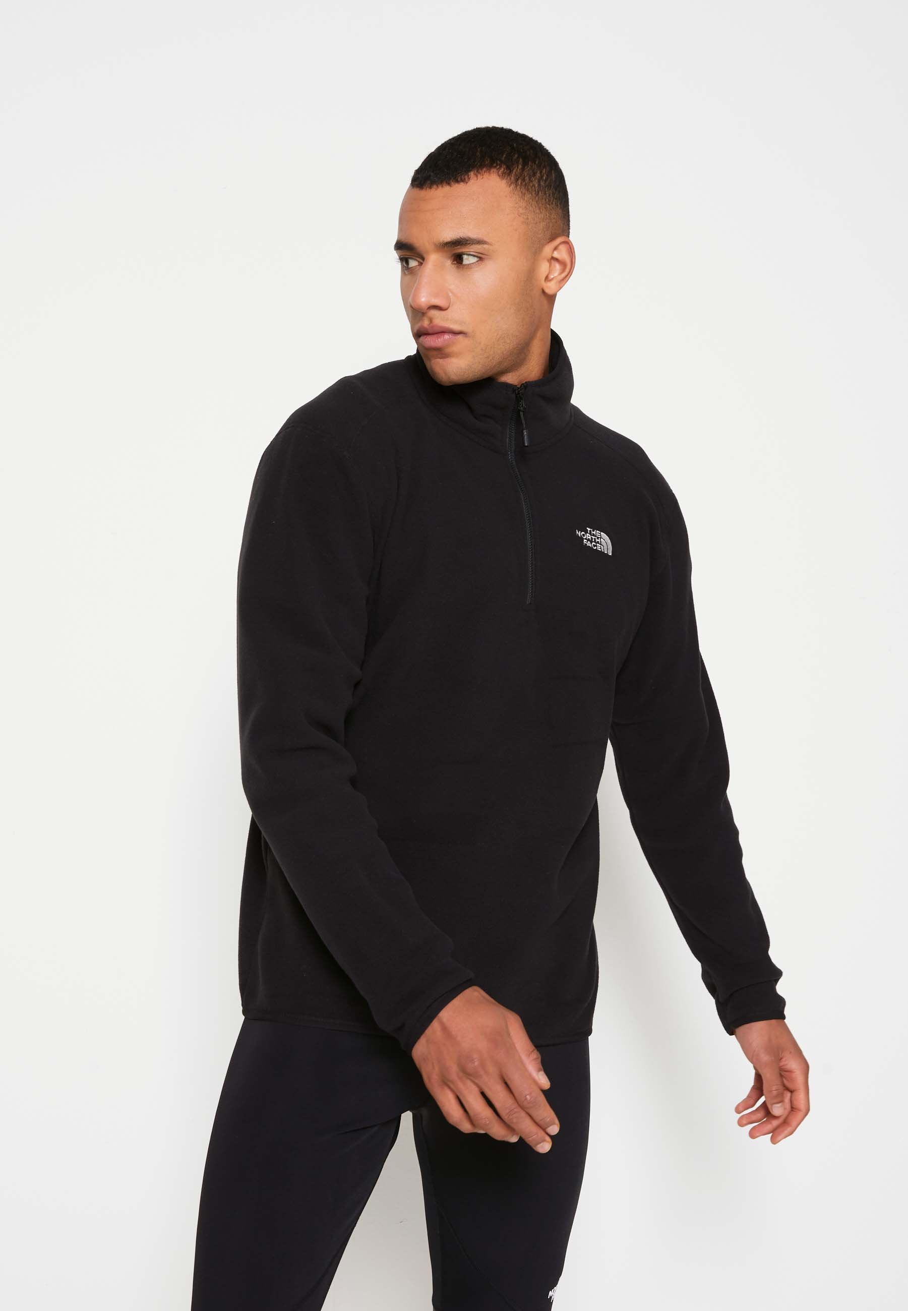 The North Face Mens Glacier 1 4 Zip Fleecepullover Black Schwarz Zalando De