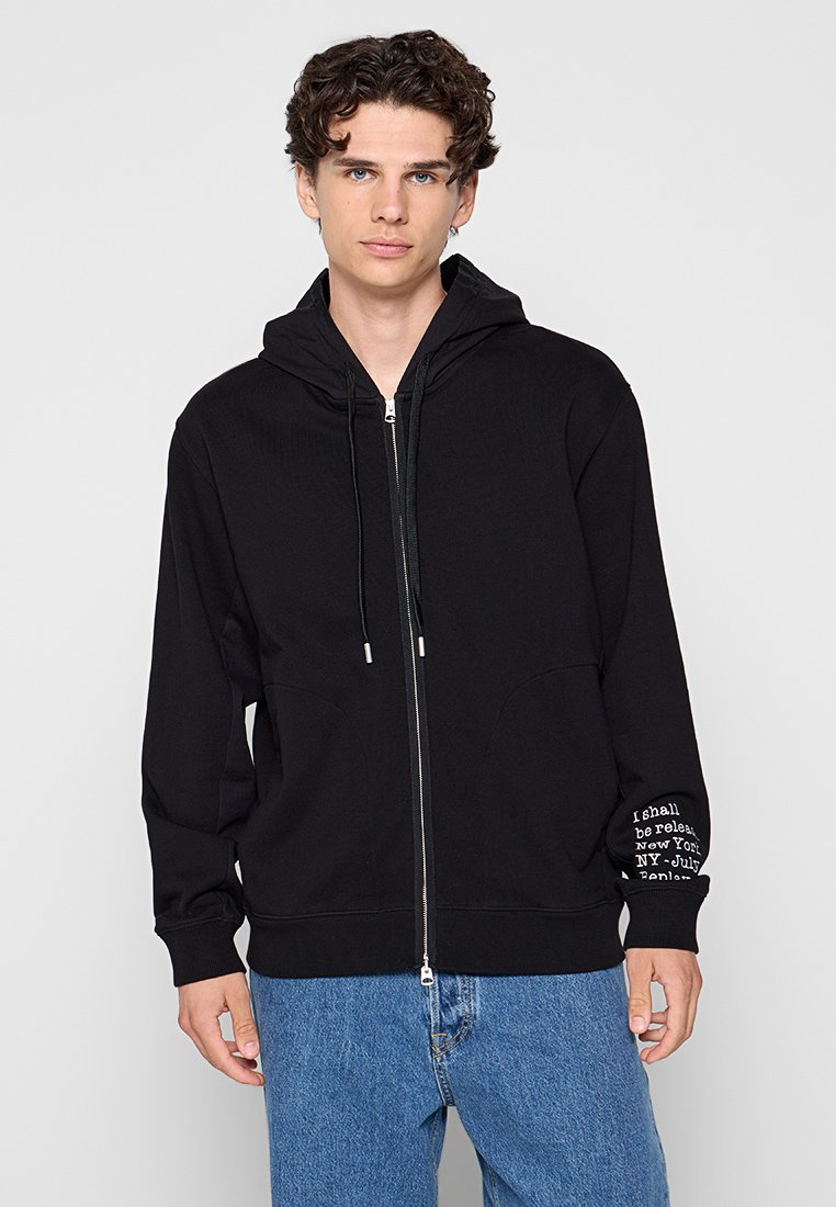 Replay Sweater met rits zwart