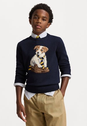 DOG INTARSIA COTTON SWEATER - Svetr - navy