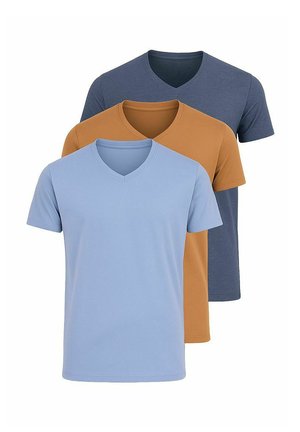 PACK OF 3 - Camiseta básica - blue/dark blue/brown