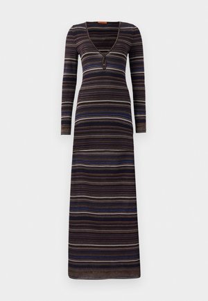 LONG DRESS - Abito in maglia - brown/purple
