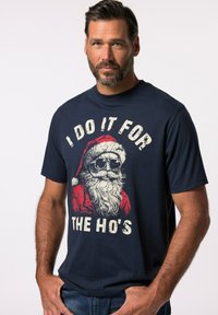 JP1880 KORTE MOUWEN X-MAS RONDE HALS - Triko s potiskem - navy blue