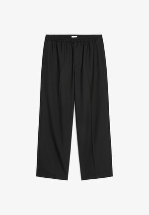ARKET, ARKET WIDE HOPSACK PULL-ON TROUSERS - Broek - black