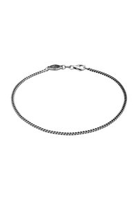 Brăţară din metal argintiu cu un design de lanţ torsionat, având un închizător tip claspă şi o finitionare netedă.
