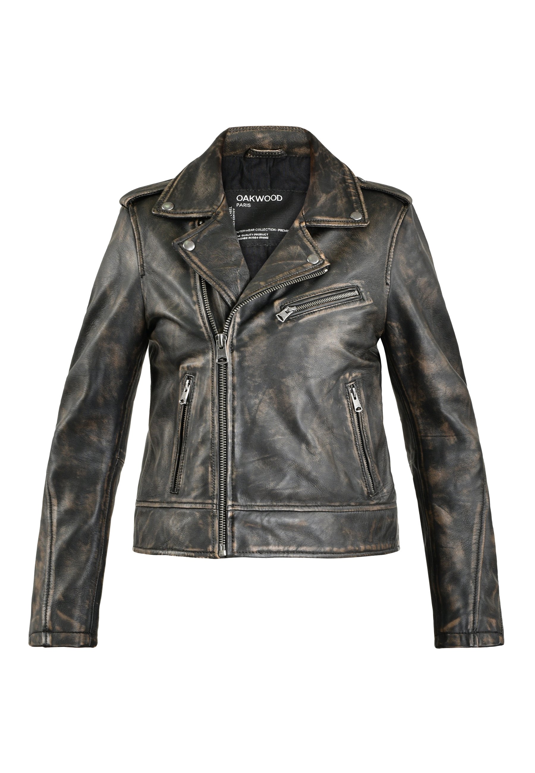 Oakwood BOOGIE - Leather jacket - dark brown/black - Zalando