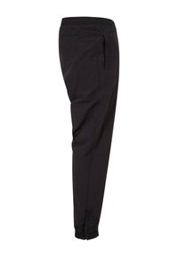 Pantaloni joggers tapered negri, cu talie elastică, buzunare laterale și manșete elastice la glezne. Fabricat dintr-un material ușor, texturat.