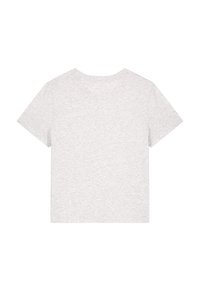 Grau Kurzarm-T-Shirt mit Rundhalsausschnitt, aus weichem Stoff gefertigt; hat ein schlichtes Design und eine lockere Passform.